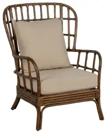 Sillón de Ratán Marrón con Cojines para Interior