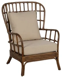 Sillón de Ratán Marrón con Cojines para Interior Sillón de Ratán Marrón con Cojines para Interior