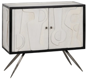 Mueble recibidor blanco y negro de madera de mango