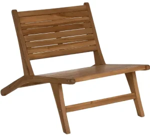 Butaca natural de madera de teka con asiento de malla