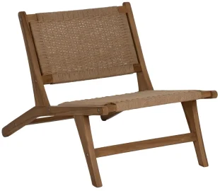 Butaca natural de madera de teka con asiento de malla Butaca natural de madera de teka con asiento de malla