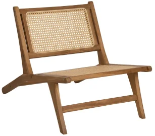 Butaca natural de madera de teka asiento y respaldo de ratán natural