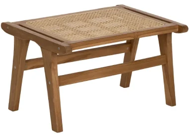 Reposapiés natural de madera con asiento de ratán natural