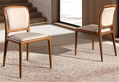 Silla polipiel crema madera color nogal Lumo