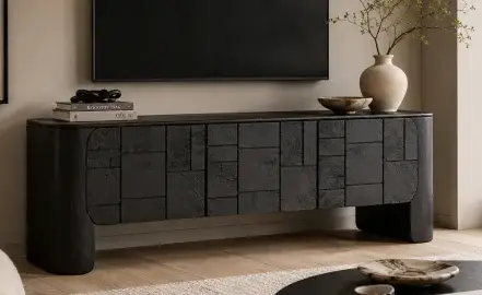 Mesa de televisión 3 puertas negro Sinnar