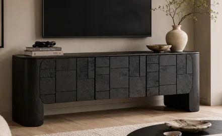 Mesa de televisión 3 puertas negro Sinnar