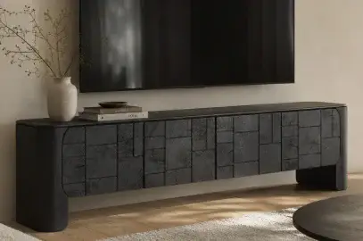 Mesa de televisión 4 puertas negro Sinnar