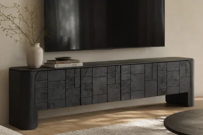 Mesa de televisión 4 puertas negro Sinnar