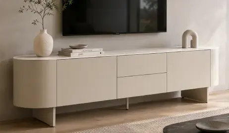 Mesa de televisión beige claro 2 puertas Ardis