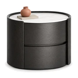 Mesa de noche roble negro oval Zofingen Mesa de noche roble negro oval Zofingen