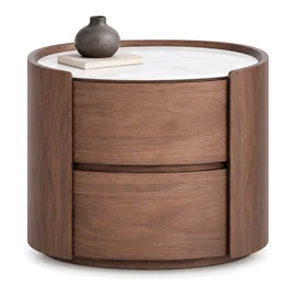 Mesa de noche oval roble color nogal Stuetta Mesa de noche oval roble color nogal Stuetta