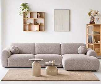 Sofá con chaise lounge modular Clyde gris Sofá con chaise lounge modular Clyde gris