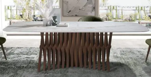 Mesa de comedor madera y porcelánico Aldy