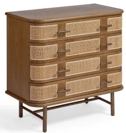 Cómoda de madera de roble con cajones de campaña Cómoda de madera de roble con cajones de campaña