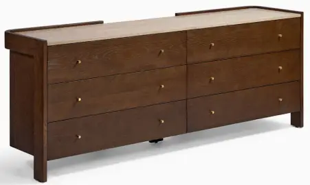 Cómoda acabada en roble marrón oscuro con 6 cajones 