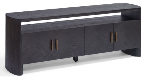 Aparador de TV de madera de roble negro con 4 puertas 