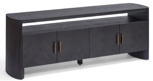 Aparador de TV de madera de roble negro con 4 puertas