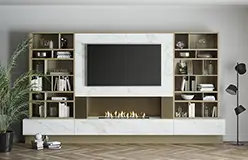 Mueble de salón para tv con chimenea eléctrica Padua con luz de led