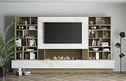 Mueble de salón para tv con chimenea eléctrica Padua con luz de led