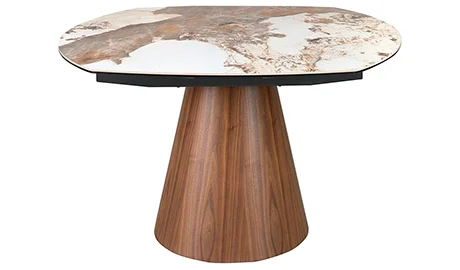 Mesa de comedor extensible nogal y porcelánico Arvena Mesa de comedor extensible nogal y porcelánico Arvena