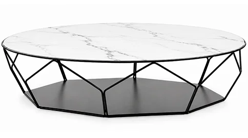 Mesa de centro redonda porcelánico y metal Arbor Bonaldo