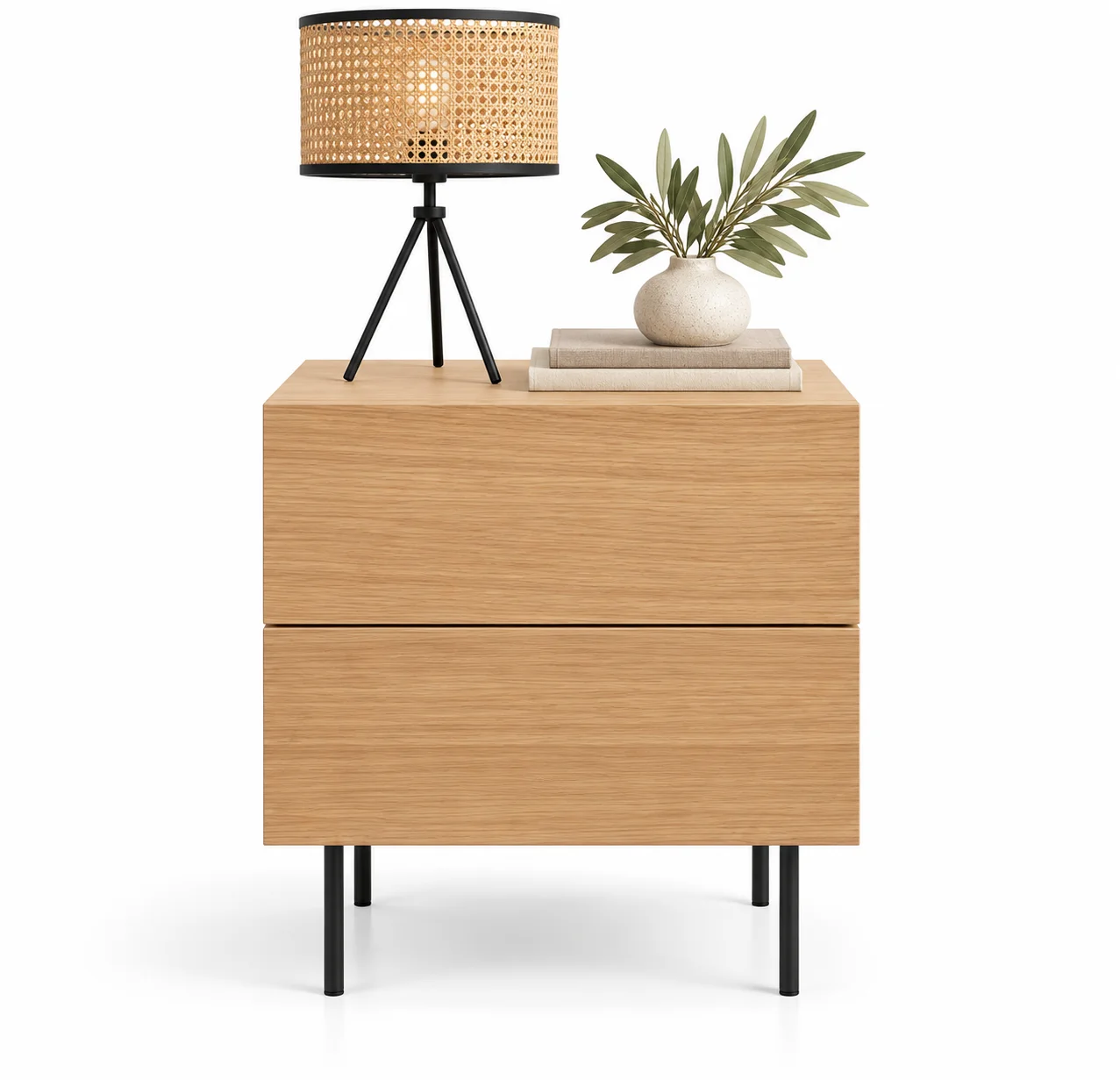 Mesita de noche madera natural Norks