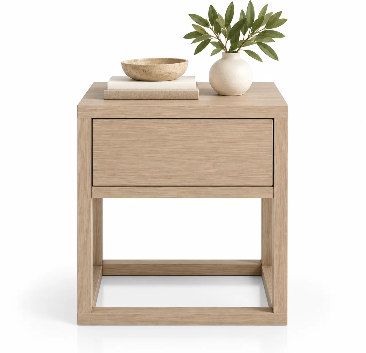 Mesita de noche roble 1 cajón nórdica Sendai