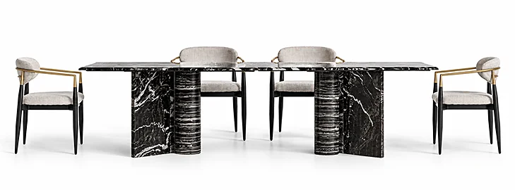 Mesa de comedor moderna Gautby de mármol negro 240 cm