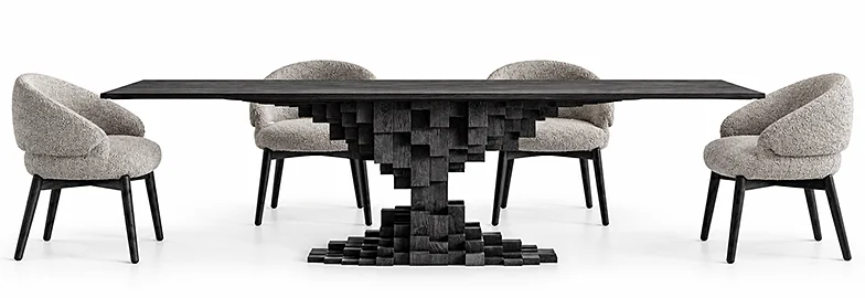 Mesa de comedor Pétria madera maciza de mango negro arenado