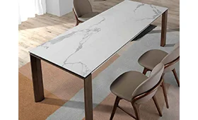 Mesa de comedor extensible porcelánico y nogal Franklin Mesa de comedor extensible porcelánico y nogal Franklin