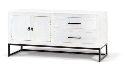 Mesa de televisión 2 cajones blanco Madras Mesa de televisión 2 cajones blanco Madras