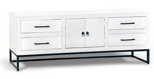 Mesa de televisión 4 cajones blanco Madras
