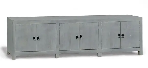 Mesa de televisión grande 6 puertas gris Agra