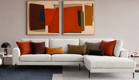 Sofá rinconera con chaise longue tapizado Voyage