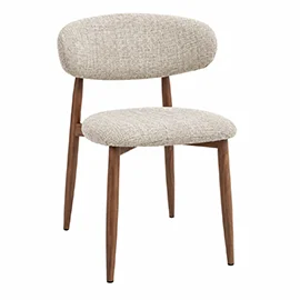 Silla metal acabado nogal y tapizada beige Aka Class