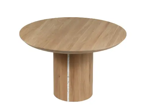 Mesa de comedor circular roble macizo mármol Scar