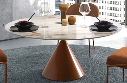 Mesa de comedor redonda metal y porcelánico Cherdy Mesa de comedor redonda metal y porcelánico Cherdy