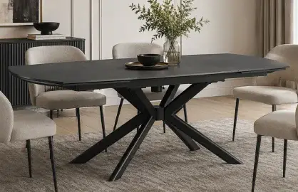 Mesa de comedor extensible acero negro Janika Mesa de comedor extensible acero negro Janika