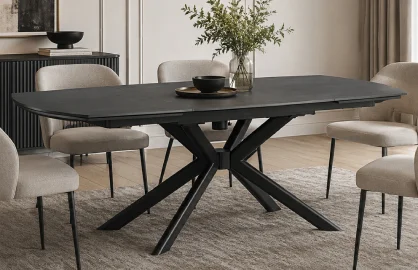 Mesa de comedor extensible acero negro Janika