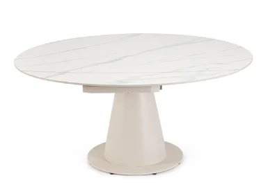 Mesa de comedor extensible de acero beige Jami