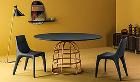 Mesa de comedor redonda roble Mass Table Bonaldo