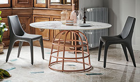 Mesa de comedor redonda calacatta Mass Table Bonaldo
