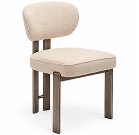 Silla tapizada beige y latón envejecido Ducte Silla tapizada beige y latón envejecido Ducte