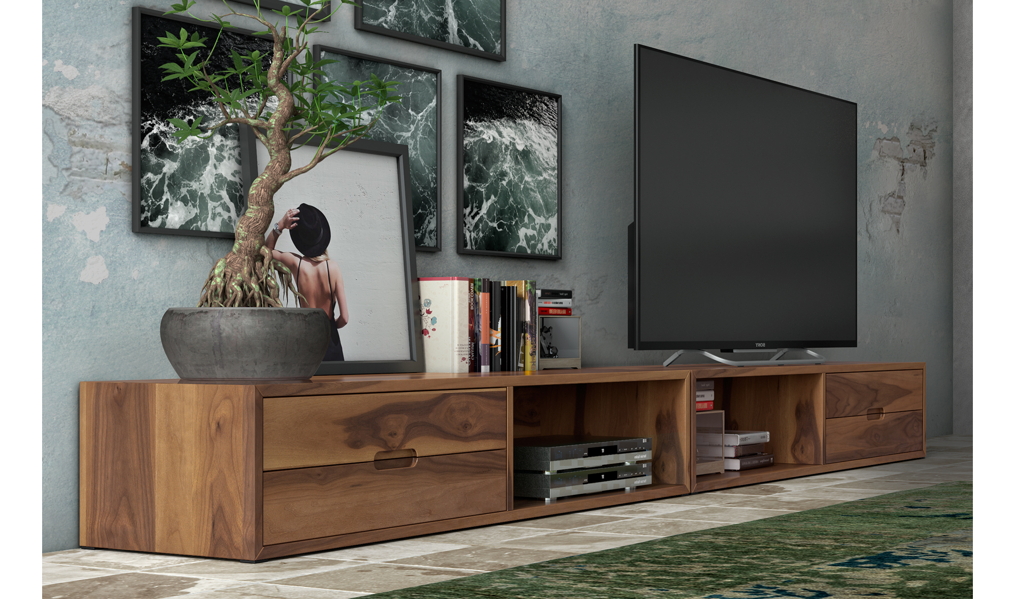 ▷ MUEBLE DE TV BAJO de diseño en madera de calidad