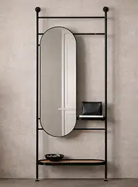 Espejo recibidor metal negro y madera natural