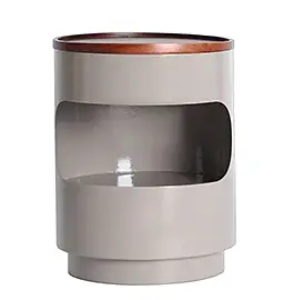 Mesa de noche redonda metal gris Noa