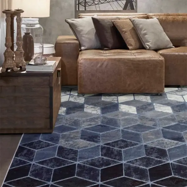 Alfombra geométrica azul Moretti