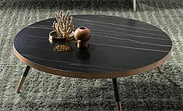 Mesa de centro redonda en porcelánico negro