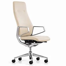 Sillón despacho giratorio beige piel sintética