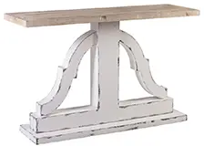 Consola vintage madera natural y blanco rozado Asia
